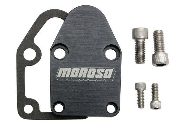 Moroso 65395 Fuel Pump Block-Off Plate Anodized Black Billet Aluminum w/Hardware - MOR65395
