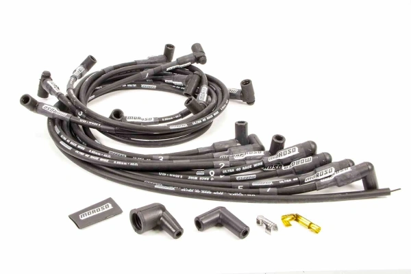 Moroso 73709 Ultra 40 Unsleeved Wire Set Custom Fit SBC HEI Under Header Black - MOR73709