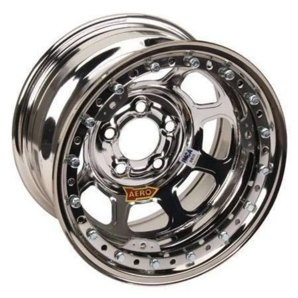 Aero 53-285030 53 Series 15x8 Chrome Beadlock Race Wheel 5 x 5" BP 3" BS IMCA - ARO53-285030