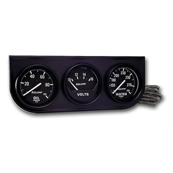 Auto Meter 2397 Autogage 3-Gauge Analog Console Water/Volts/Oil 2 1/16" Black - ATM2397