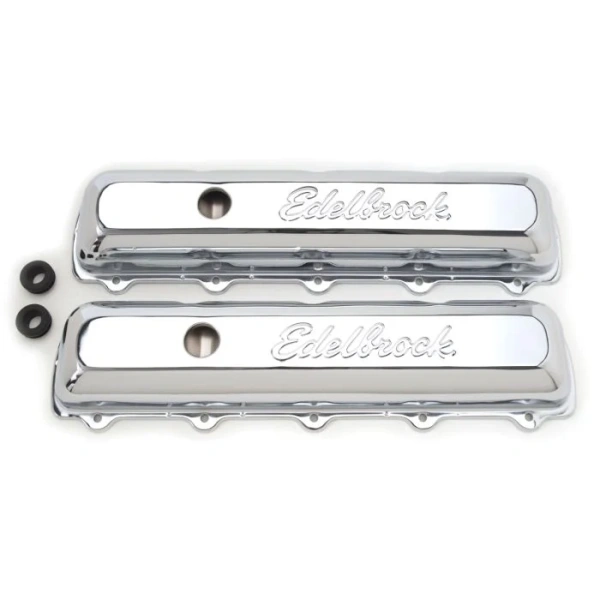 Edelbrock 4485 Signature Series Valve Covers Oldsmobile 350-455 V8 Chrome - EDE4485