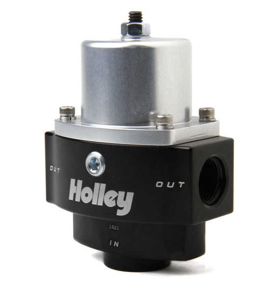 Holley 12-843 Billet Fuel Pressure Regulator Adjustable 4.5-9 Psi 10An In/2X 8An Out - HLY12-843