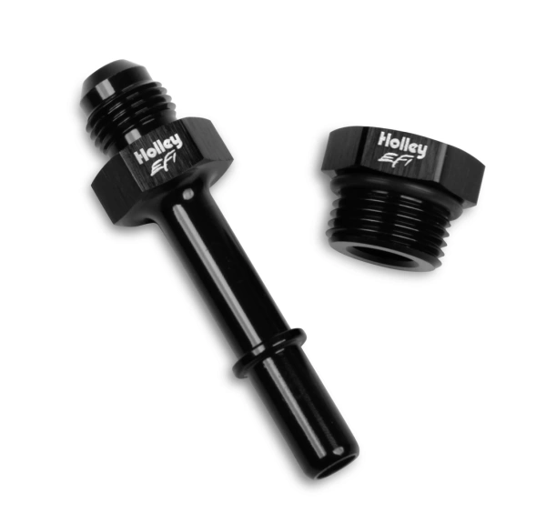 Holley EFI 534-211 Fuel Rail Adapter Kit -6 To 3/8 Male Quick Connect & -8 Port Plug - HLY534-211
