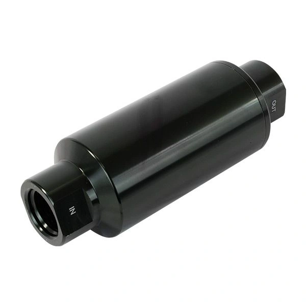 100 Micron Stainless Steel Fuel Filter Black Billet Aluminum Housing -10AN ORB - KPPJM1023BK