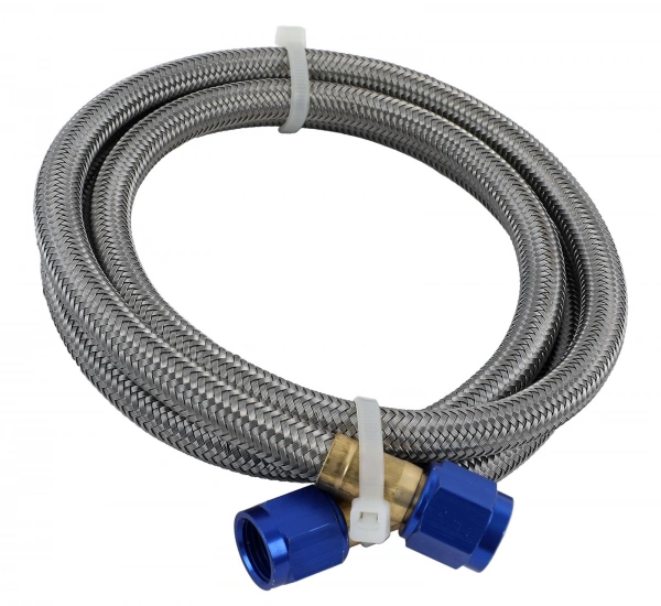 NOS 15420NOS Stainless Steel Braided Nitrous Feed Line Hose -6 AN 4 Foot Blue - NOS15420NOS