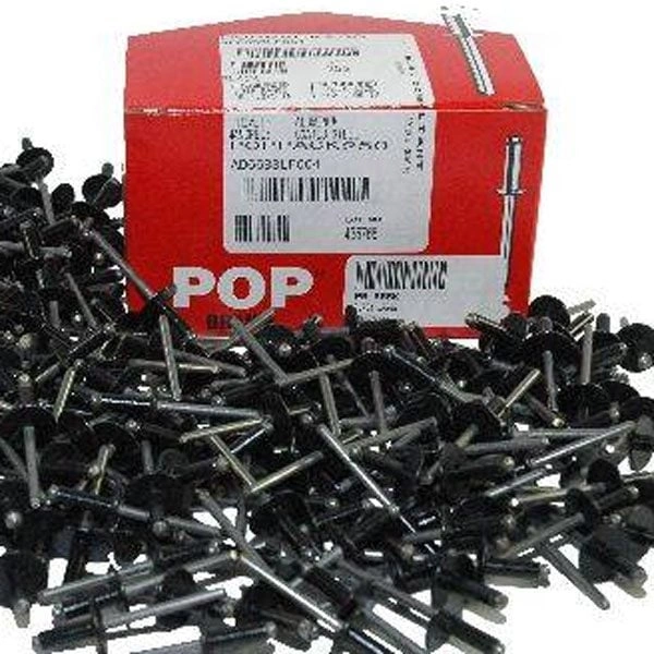 POP 66BK 3/16" Blind Rivets Large Head Black - POP66BK