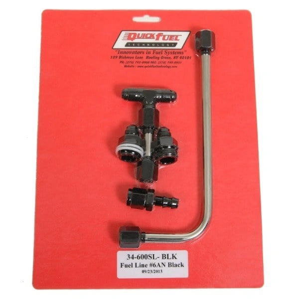 Quick Fuel 34-600SL-BLKQFT Dual Feed Inlet Line for Slayer Series #6An Black - QFT34-600SL-BLKQFT